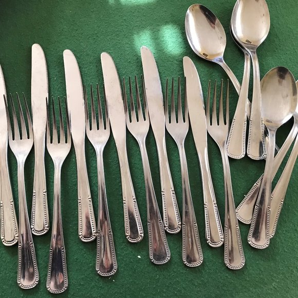 Dining Bundle Stainless Spain Flatware 18pc Set For 6 Spoons Forks